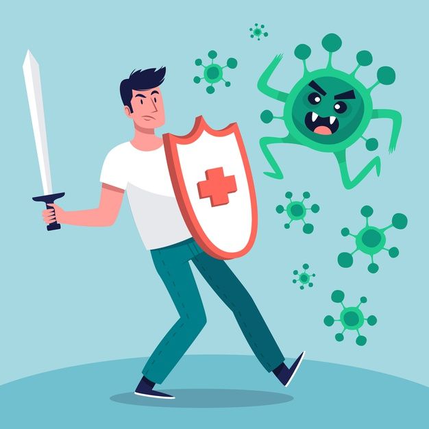 Free Vector Illustration of man fighting the virus