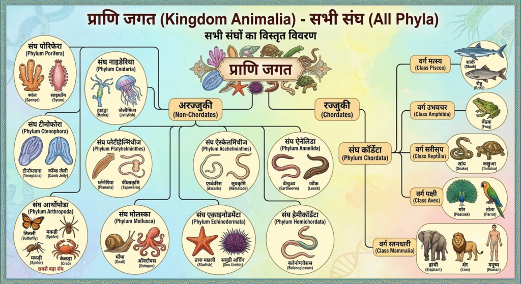 प्राणि जगत (Kingdom animalia): सम्पूर्ण वर्गीकरण और महत्वपूर्ण प्रश्न (Q&A) 2 1784795823522